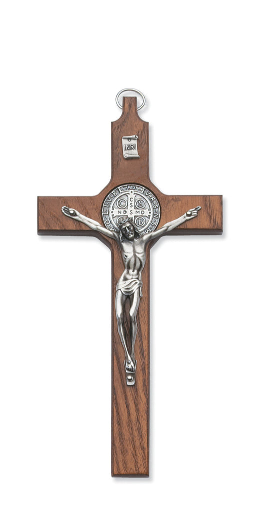 St. Benedict Walnut-Stained Crucifix