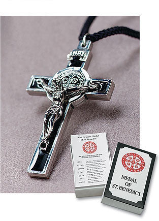 Crucifix Medal of St. Benedict - Black - Catholic Shoppe USA