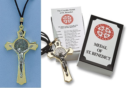 Crucifix Medal of St. Benedict - Brass - Catholic Shoppe USA