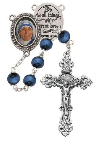 Mother Teresa Blue Pearl Rosary