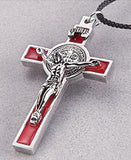 Crucifix Medal of St. Benedict in Brown, Blue or Red - Catholic Shoppe USA - 4