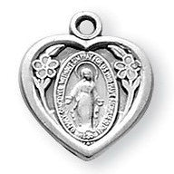 Sterling Silver Heart Shaped Miraculous Medal - Catholic Shoppe USA