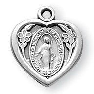 Sterling Silver Heart Shaped Miraculous Medal - Catholic Shoppe USA