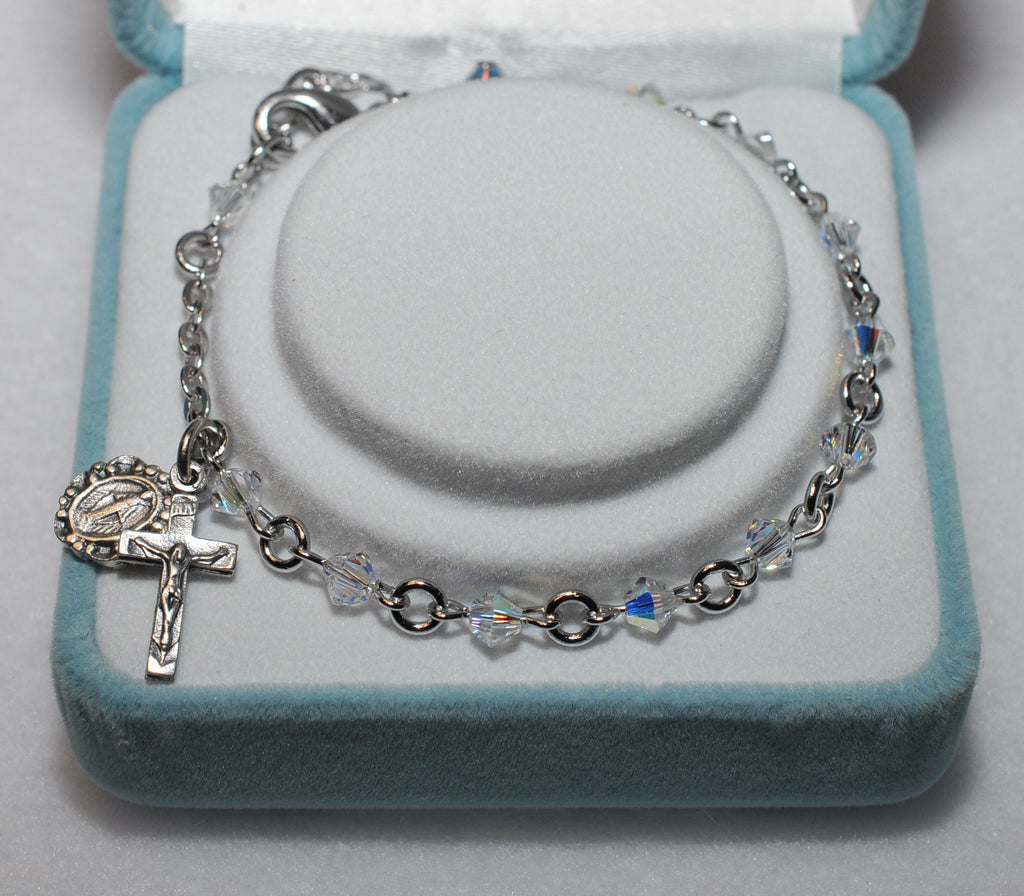 Swarovski Crystal Rosary Bracelet - Catholic Shoppe USA