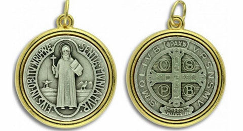 Two-Tone St. Benedict Medal - Catholic Shoppe USA